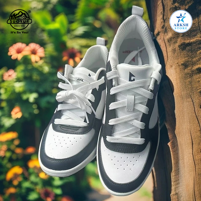 Leather Patchwork Lightweight White Sneakers - Fashion Vintage Versatile Casual Shoes (Women) 25515GREYWHITE-42